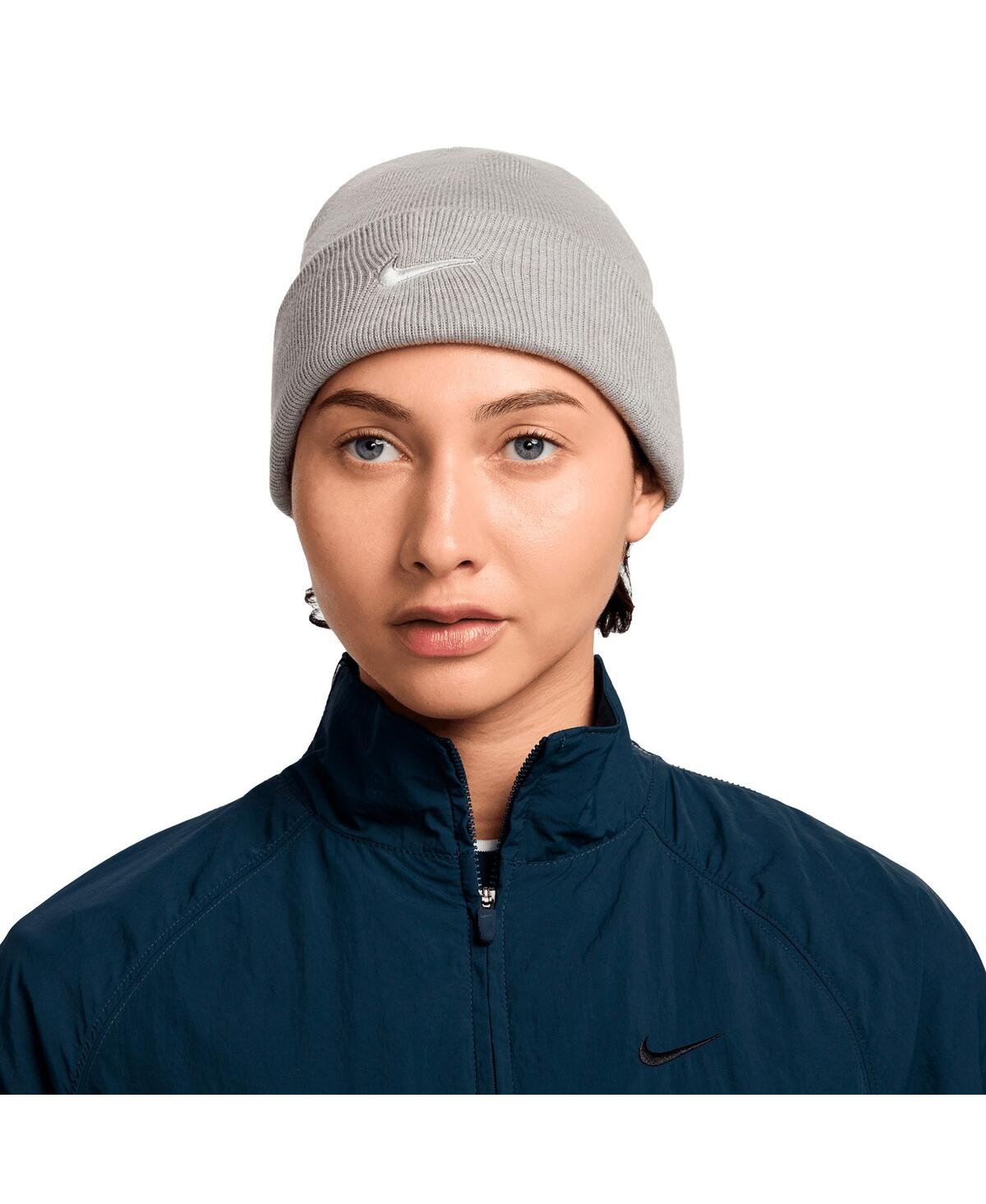Nike Men's Gray Swoosh Terra Cuffed Knit Hat In Gray