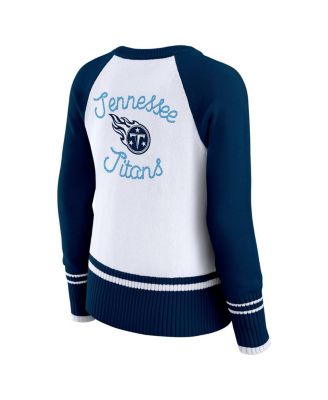 Women's White/Navy Tennessee Titans Color Block Raglan Sweater