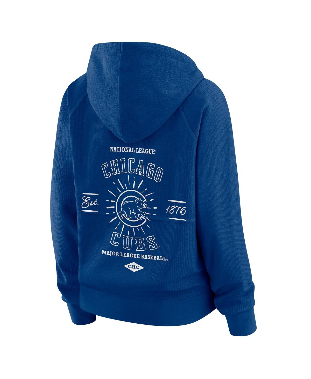 Wear By Erin Andrews Women's Royal Chicago Cubs Vintage Full-zip Raglan Hoodie In Blue