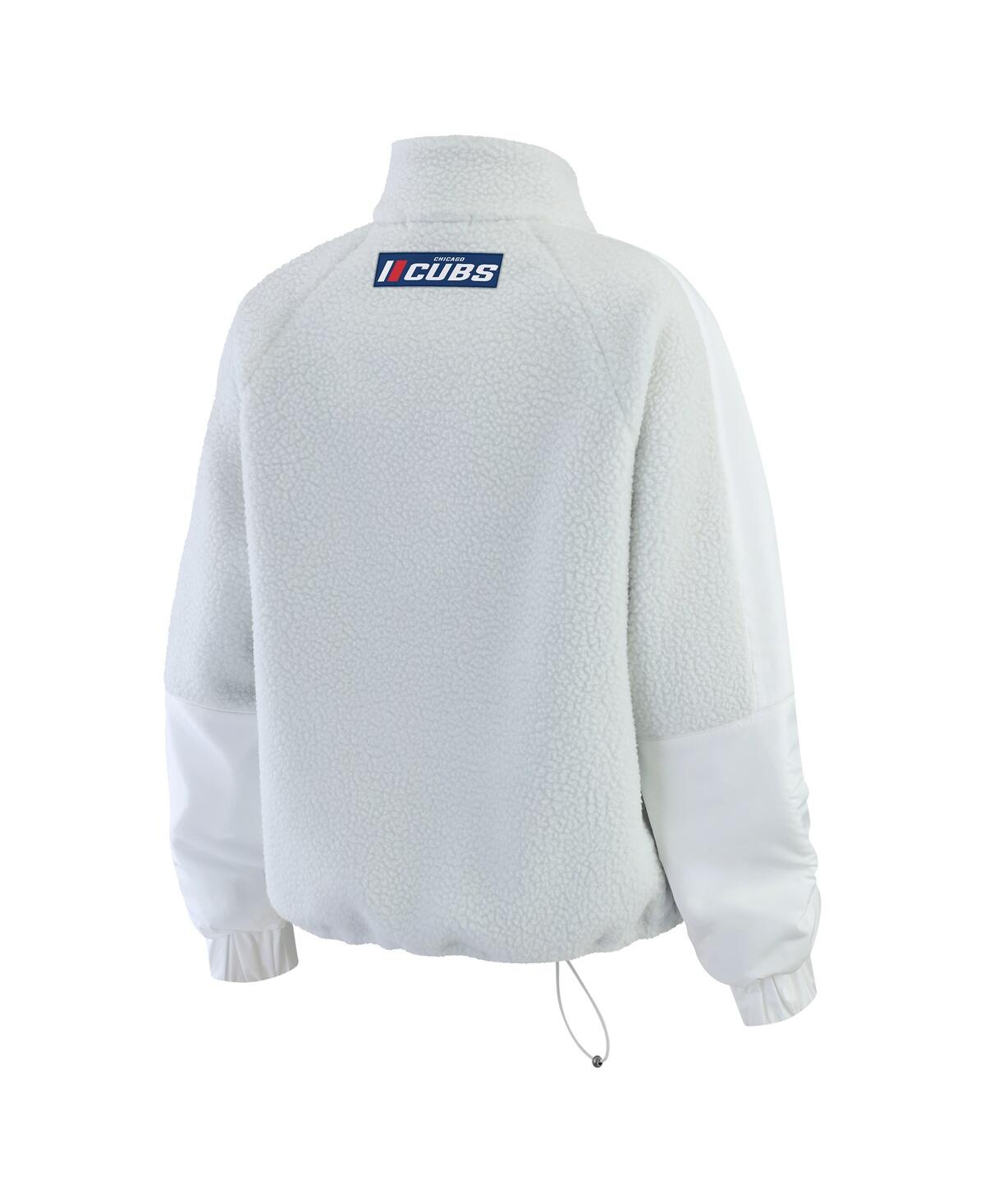 Wear by Erin Andrews Women's Gray Chicago Cubs Polar Fleece Quarter-Zip Jacket