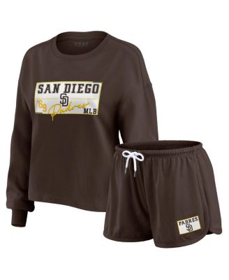 WEAR by Erin Andrews - Women's 2-Piece Brown San Diego Padres Heavy Rugby Jersey Long Sleeve T-Shirt and Shorts Lounge Set