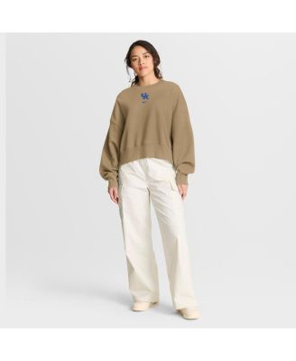 Women's Tan Kentucky Wildcats Oversized Phoenix 2-Hit Pullover Sweatshirt