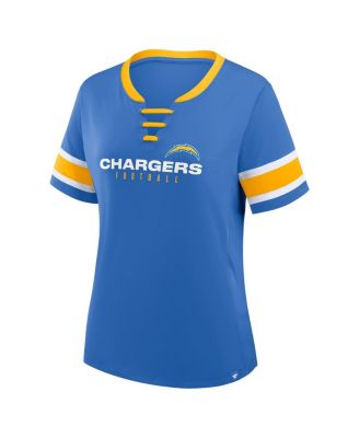Women's Powder Blue Los Angeles Chargers Redzone Draw Play Athena Lace-Up T-Shirt