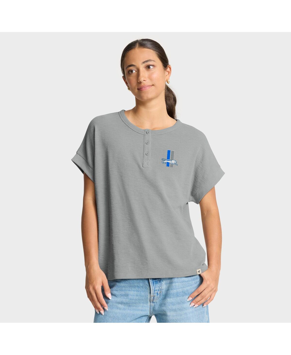 Fanatics Women's Heather Gray Detroit Lions Oversizedâ Hometown Premium Henley Shirt In Gray