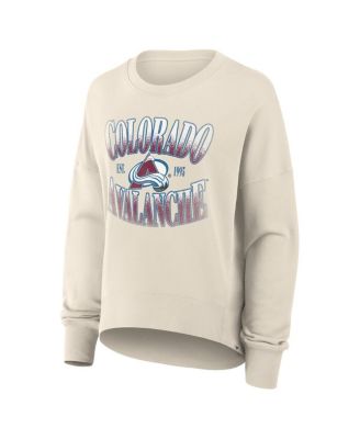 Women's Cream Colorado Avalanche Oversized Slice Pullover Sweatshirt
