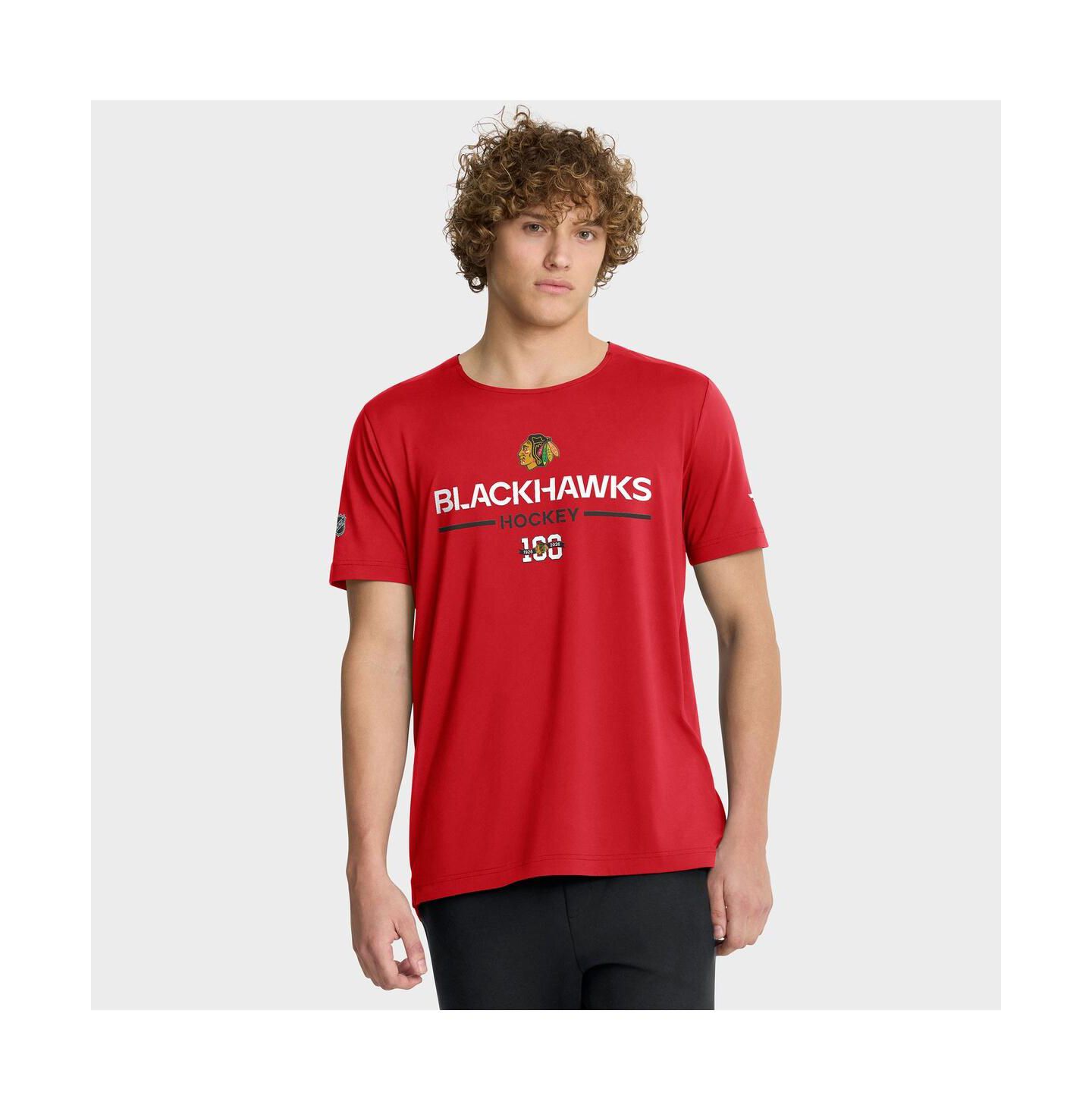 Мужская футболка Fanatics Red Chicago Blackhawks Authentic Pro Centennial Rink Tech — фото 1