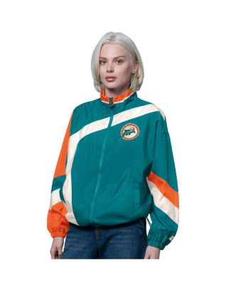 Women's Aqua/Orange Miami Dolphins Vintage 1st Quarter Full-Zip Windbreaker