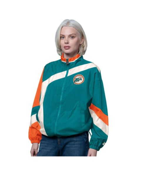 Женские куртки Starter Women's Aqua/Orange Miami Dolphins Vintage 1st Quarter Full-Zip Windbreaker