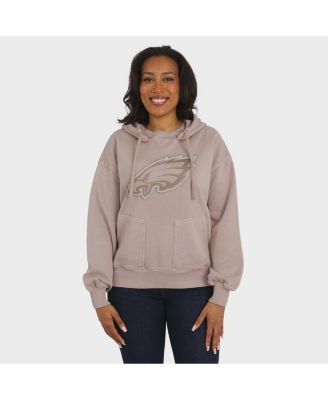 Women's Tan Philadelphia Eagles Washed Pullover Crewdie