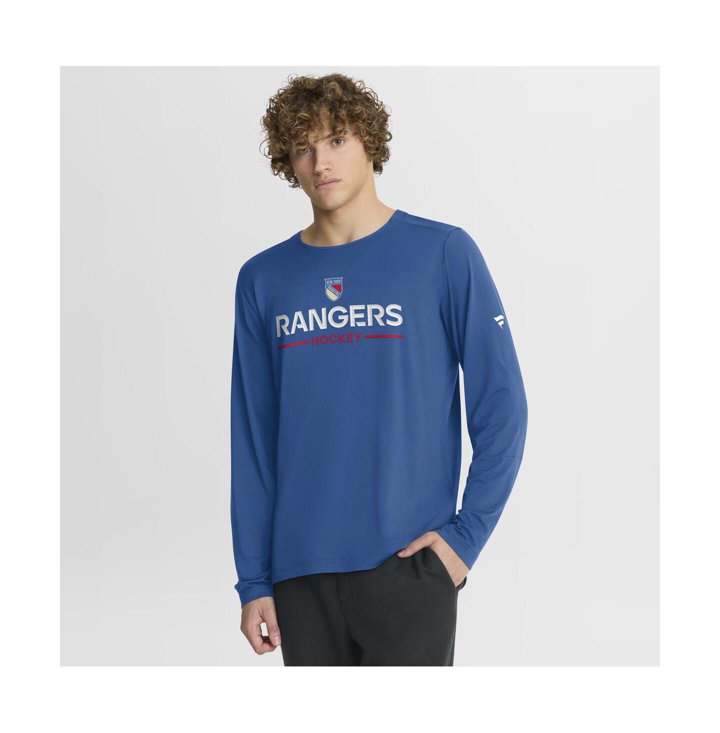 Мужская футболка Fanatics Blue New York Rangers Authentic Pro Rink Centennial Tech Long Sleeve — фото 1