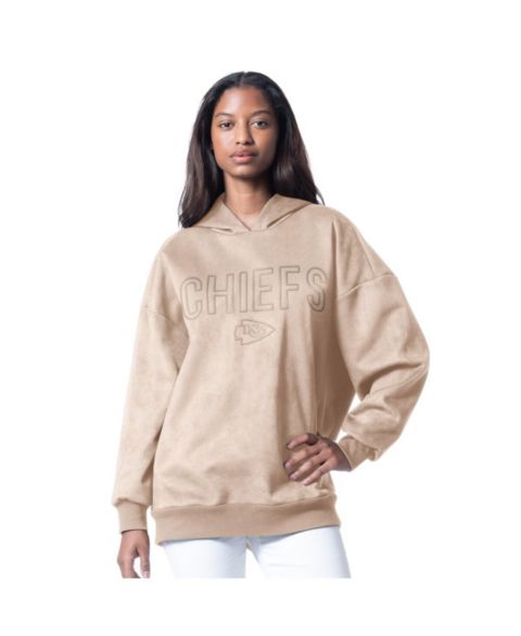 Женское худи G-III 4Her by Carl Banks Cream Kansas City Chiefs Best Hitter Oversized Tunic Pullover