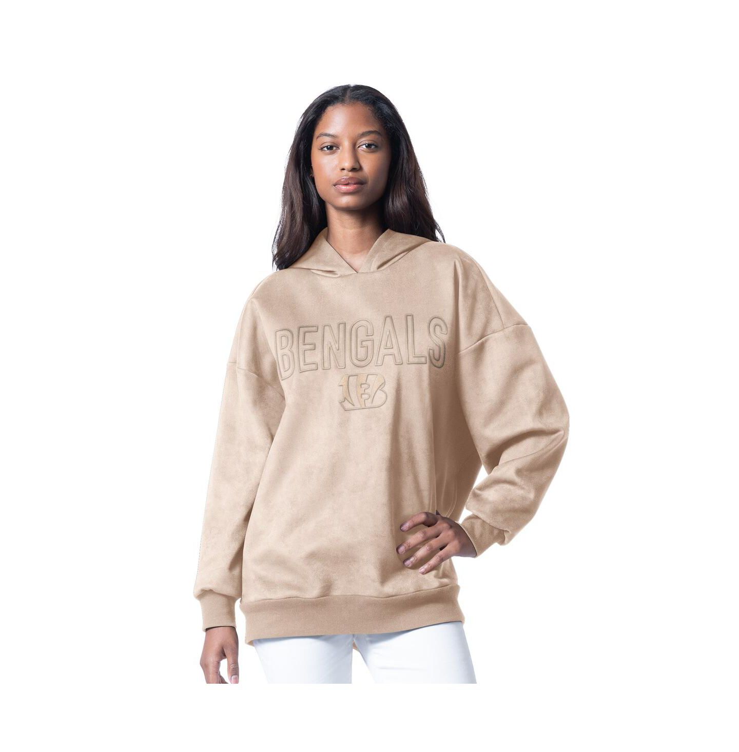 Женское худи G-III 4Her by Carl Banks Cream Cincinnati Bengals Best Hitter Oversized Tunic Pullover — фото 1