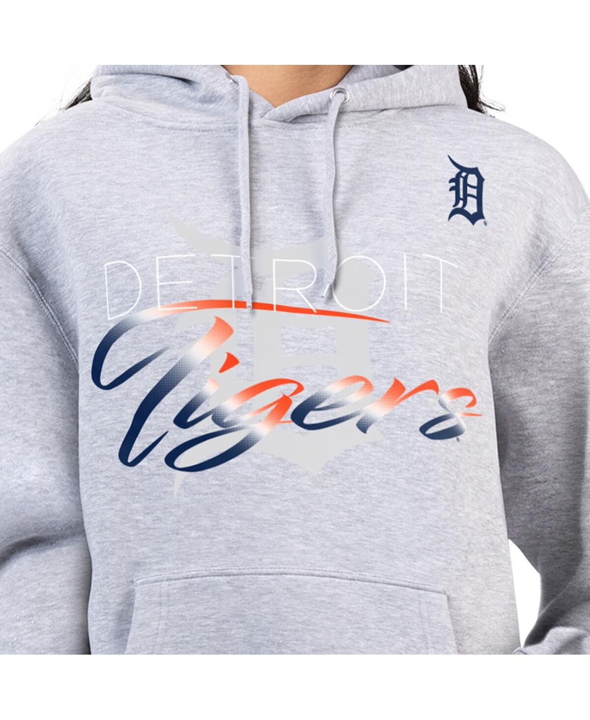 G-iii 4her By Carl Banks Women's Heather Gray Detroit Tigers Shadow Logo Graphic Pullover Hoodie In Gray