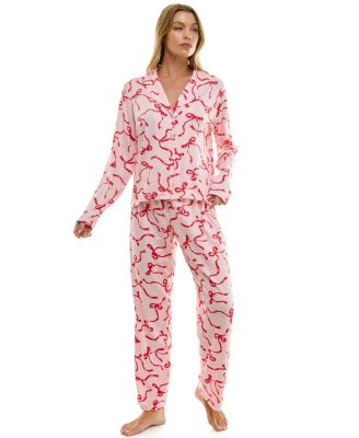 Women's Long Sleeve Top and Bottom 2-Piece Notch Collar Set