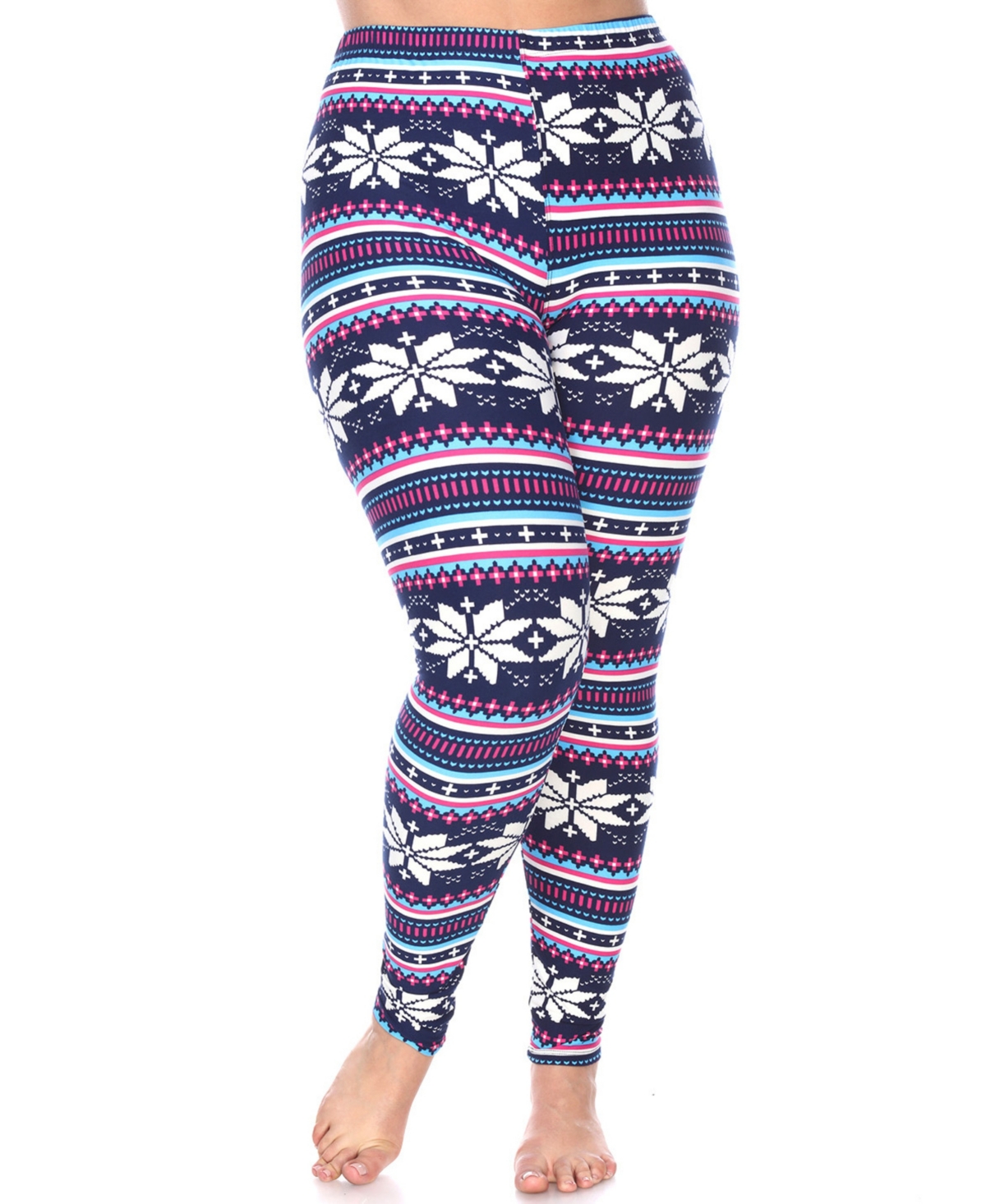 White Mark Plus Size Holiday Legging Pants, 3-pack In Multi
