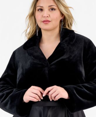 Trendy Plus Size Cropped Faux-Fur Jacket