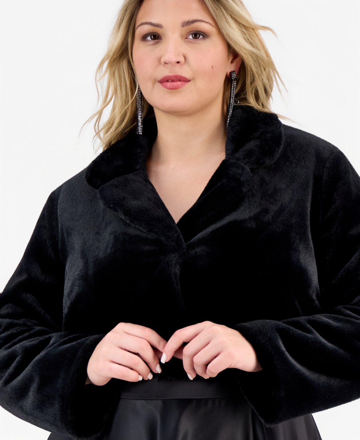 Bcx Trendy Plus Cropped Faux-Fur Jacket