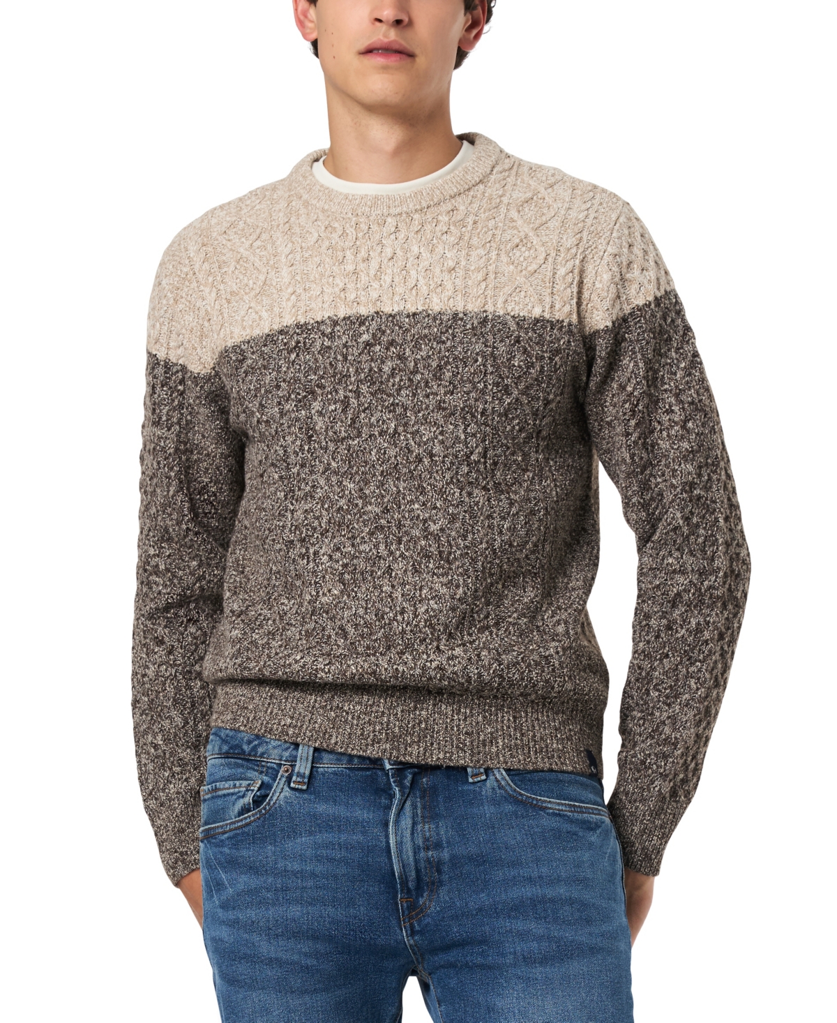 Buffalo David Bitton Men's Wintor Colorblock Cable Knit Sweater