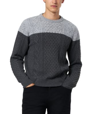 Men's Winter Color Block Cable Knit Sweater