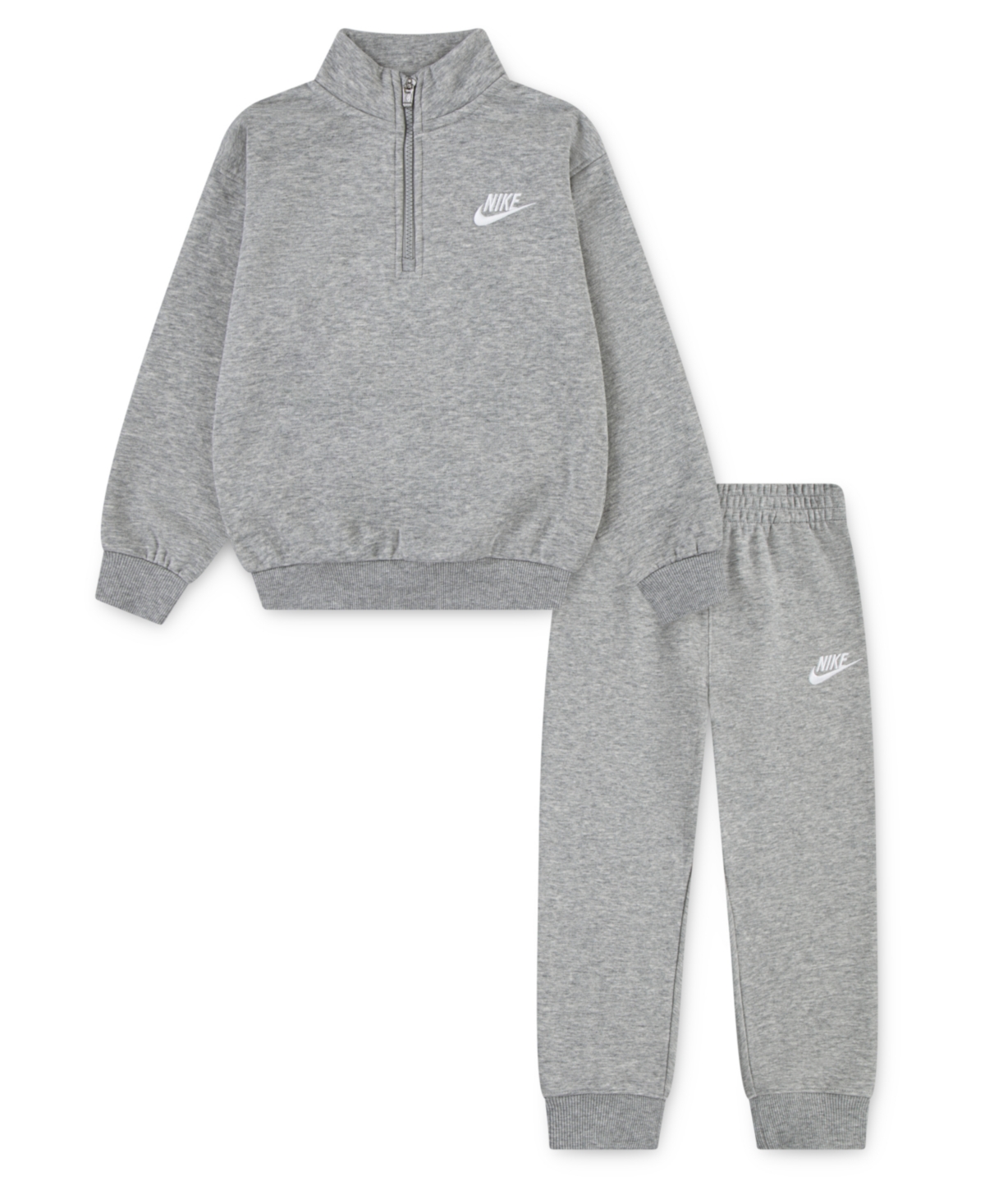 Nike Boy Toddler 2T-4T Logo Detail Sweatshirt and Jogger Pants, 2-Piece Set - Gray Heather