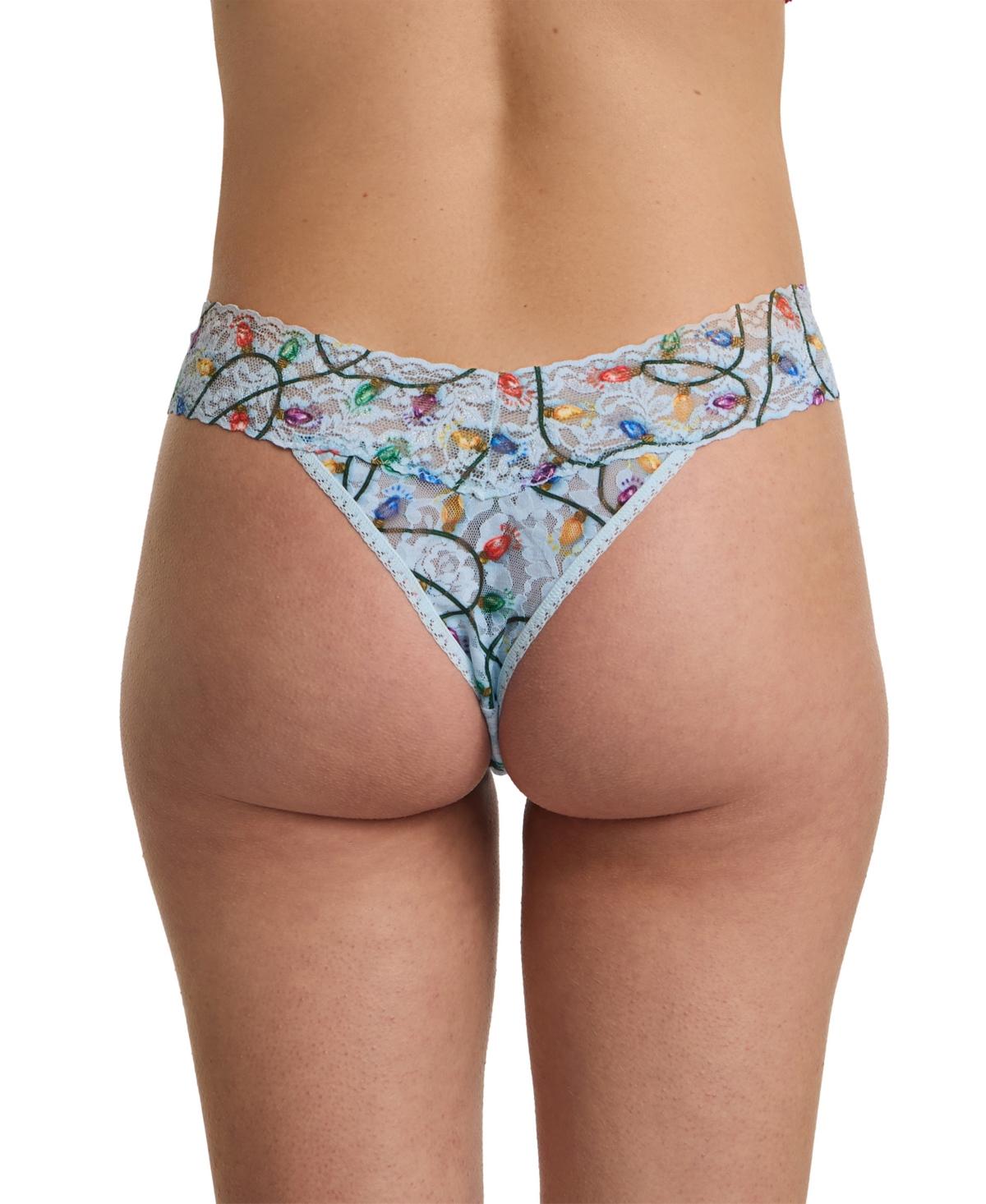 Hanky Panky Printed Signature Lace® Original Rise Thong Festive Lights In Blue