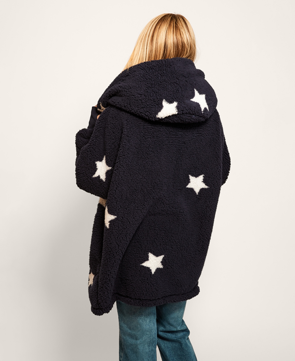 By Jill Martin Hooded Sherpa Button Front Lounger Jacket