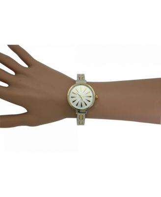 Two Tone Petite Artistic Bangle Watch