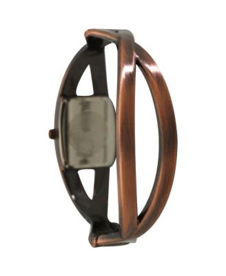 Bronze Rhinestones And Pearl Tone Bangle Watch