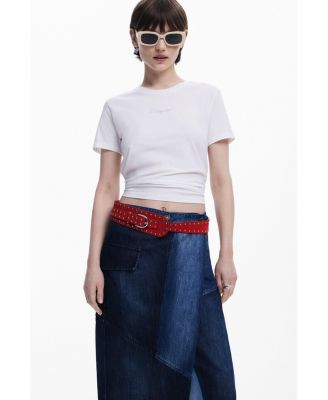 Women's Crossed denim midi skirt