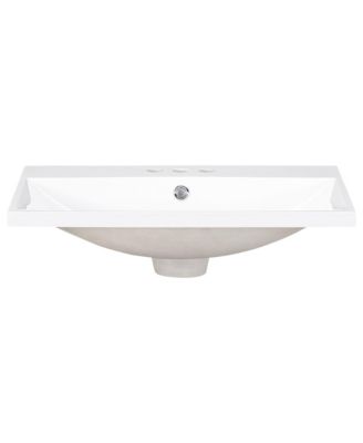 24" Bathroom Vanity Top Only with Basin, 3-Faucet Holes, 4" Faucet Compatible, Ceramic