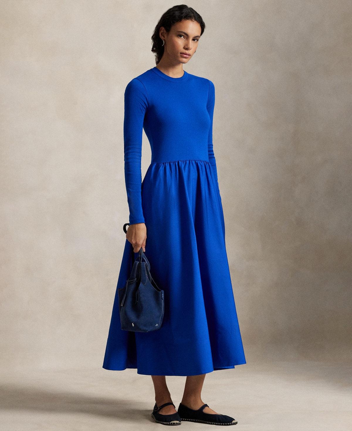 Polo Ralph Lauren Women's Cotton Long-sleeve Dress In Blue
