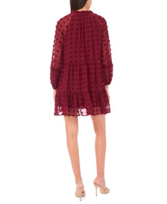 Women's Long Sleeve V-Neck Tiered Babydoll Dress