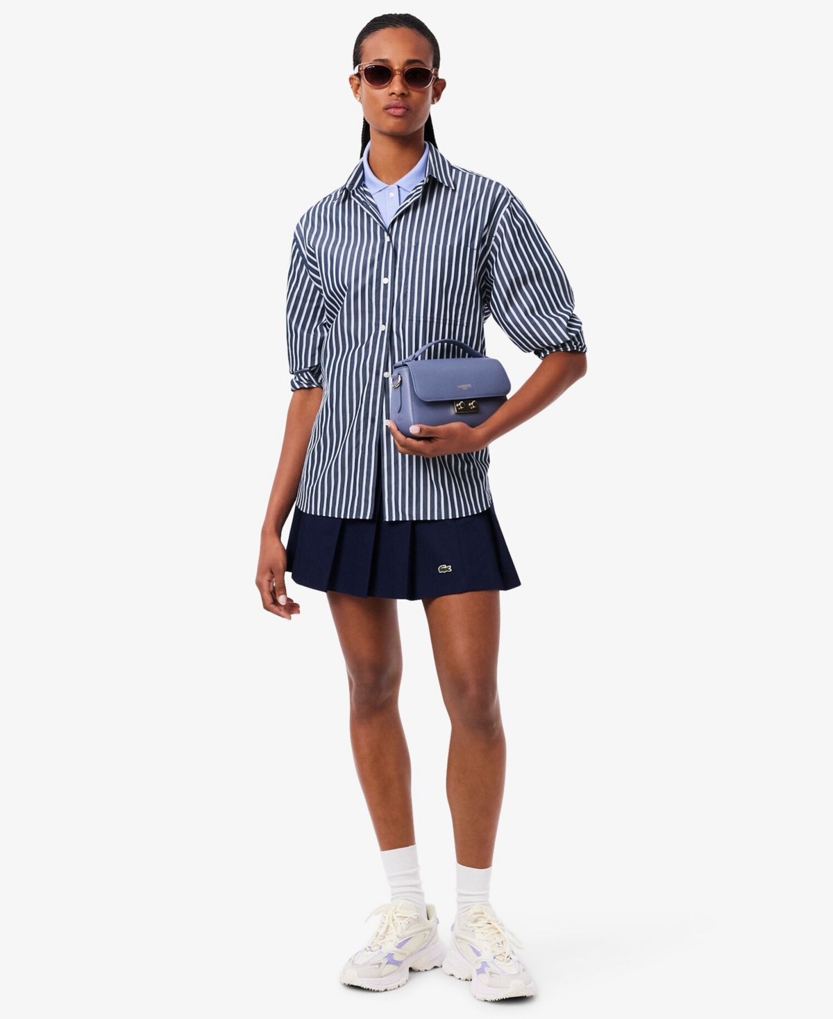 Lacoste Usa Women's Striped Oversized Shirt