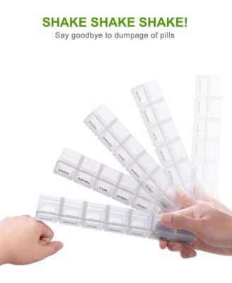 Weekly Pill Organizer 2 Pack Daily Pill Box for Medicine Vitamins Supplements