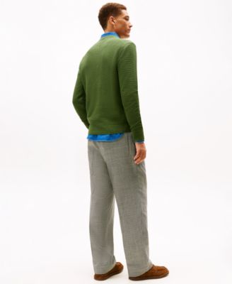 Men's Textured Cotton Crewneck Sweater