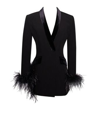 Women's Madeline Black Feather Trim Blazer Dress