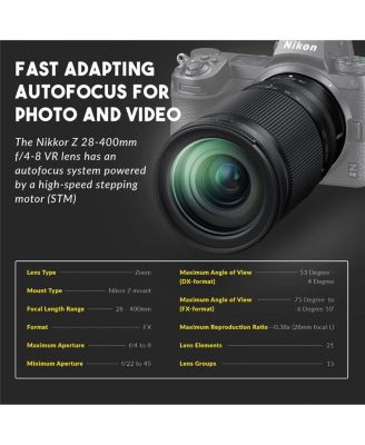 NIKKOR Z 28-400mm f/4-8 VR Lens, Bundle with 77mm CPL+UV Lens Filter Kit and Cleaning Kit