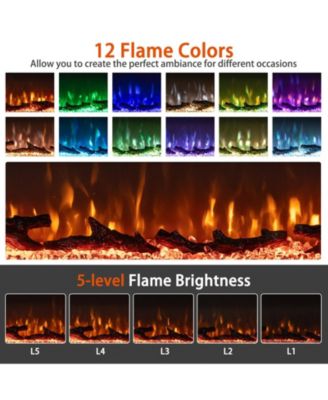 50" 3-Sided Electric Fireplace Insert with Remote Control, Adjustable Thermostat, and Wall-Mount or Recessed Installation