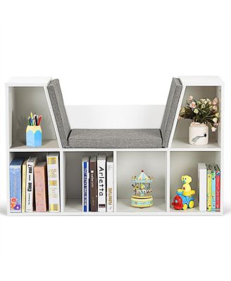 6 Cubby Kid Storage Cabinet Cushioned Bookcase Multi-Purpose Reading Shelf