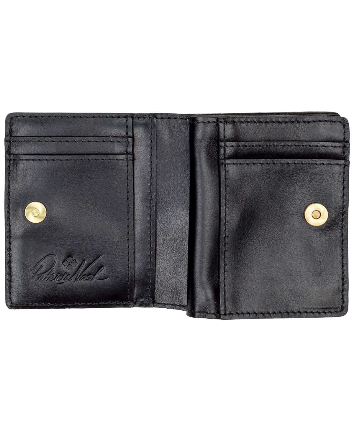 Patricia Nash Linette Bark Leaves Snap Wallet In Black