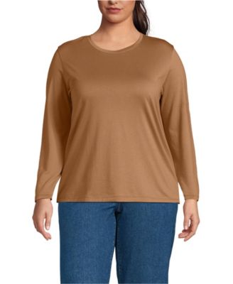 Plus Size Supima Cotton Long Sleeve Crewneck T-Shirt