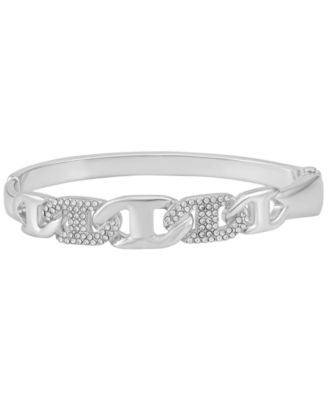 GUESS - Glass Stone Chain Link Silver-Tone Bangle Bracelet (Also in Gold-Tone)