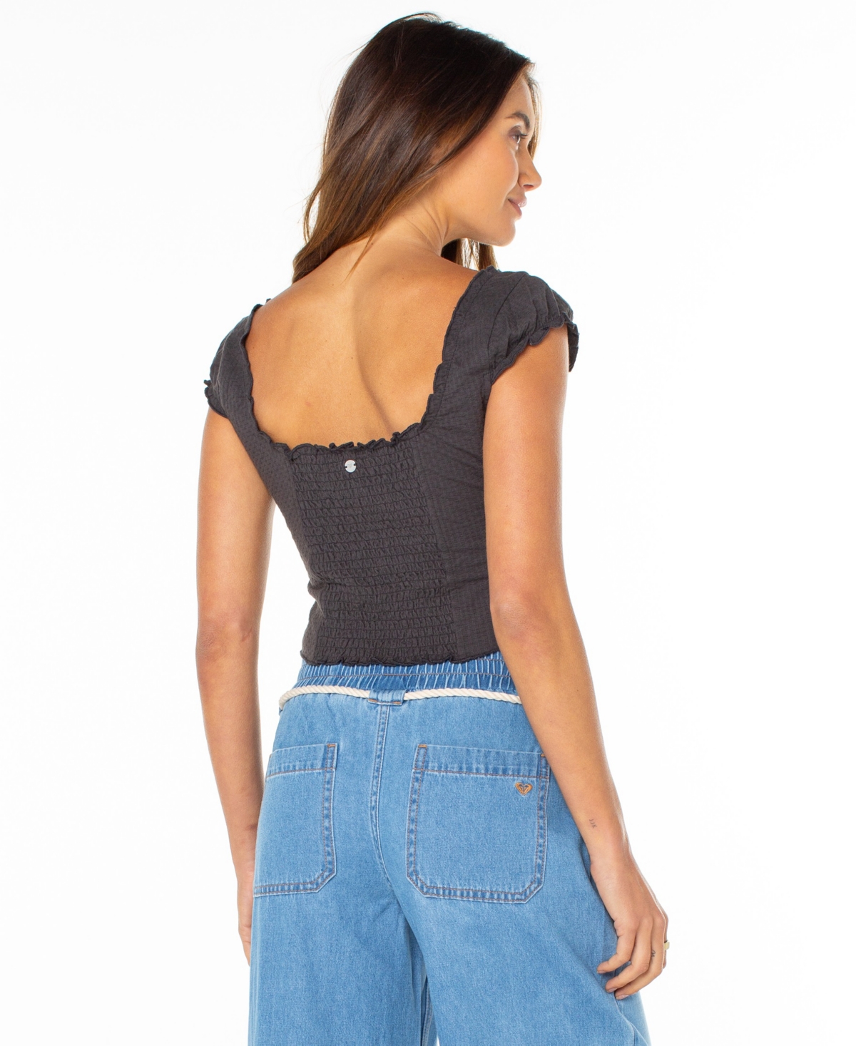 Roxy Women's Moonglow Short Sleeve Knit Top In Black