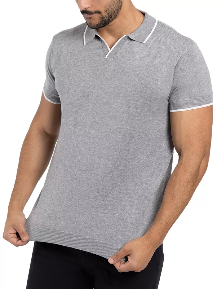 Men's Collar V-Neck Polo Sweater - thumbnail 9