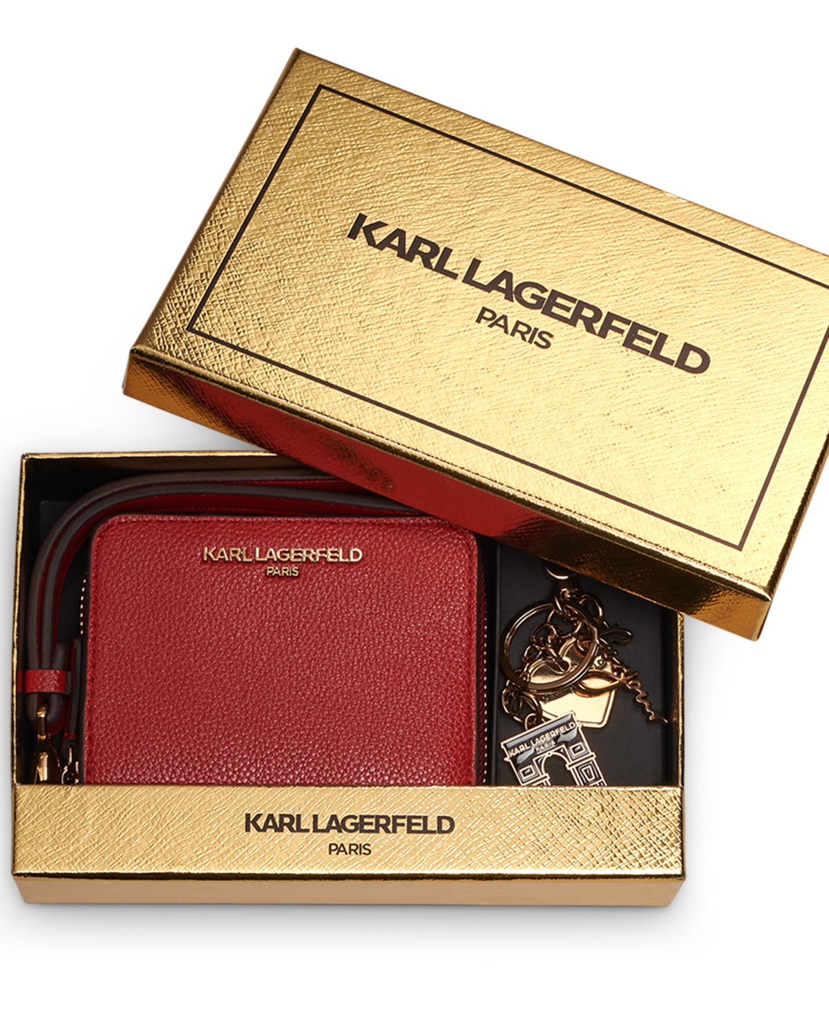 Karl Lagerfeld Boxed Zip Around Wallet In Red