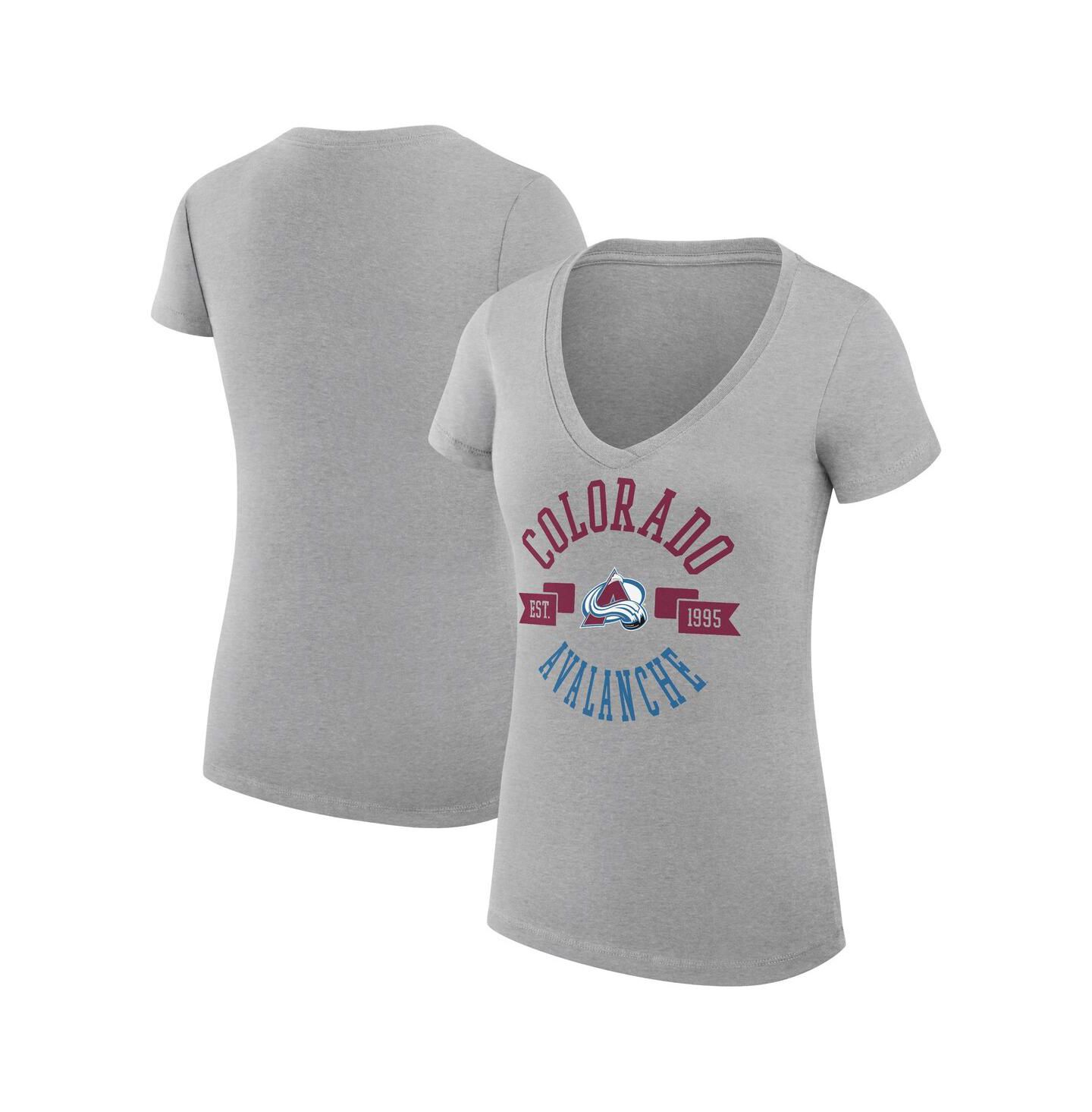 Женская футболка G-III 4Her by Carl Banks Heather Gray Colorado Avalanche Super-Slim Fit Lightweight City Graphic V-Neck — фото 1