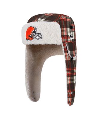 New Era - Brown Cleveland Browns Sideline Plaid Sherpa Trapper Hat