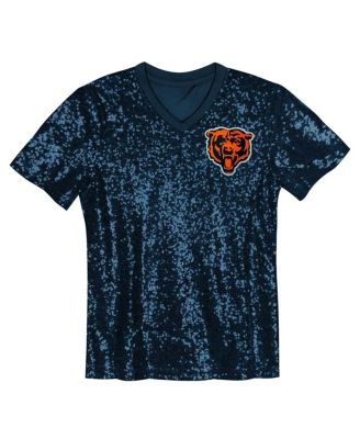 Big Girls Navy Chicago Bears Wordmark Sequin V-Neck T-Shirt