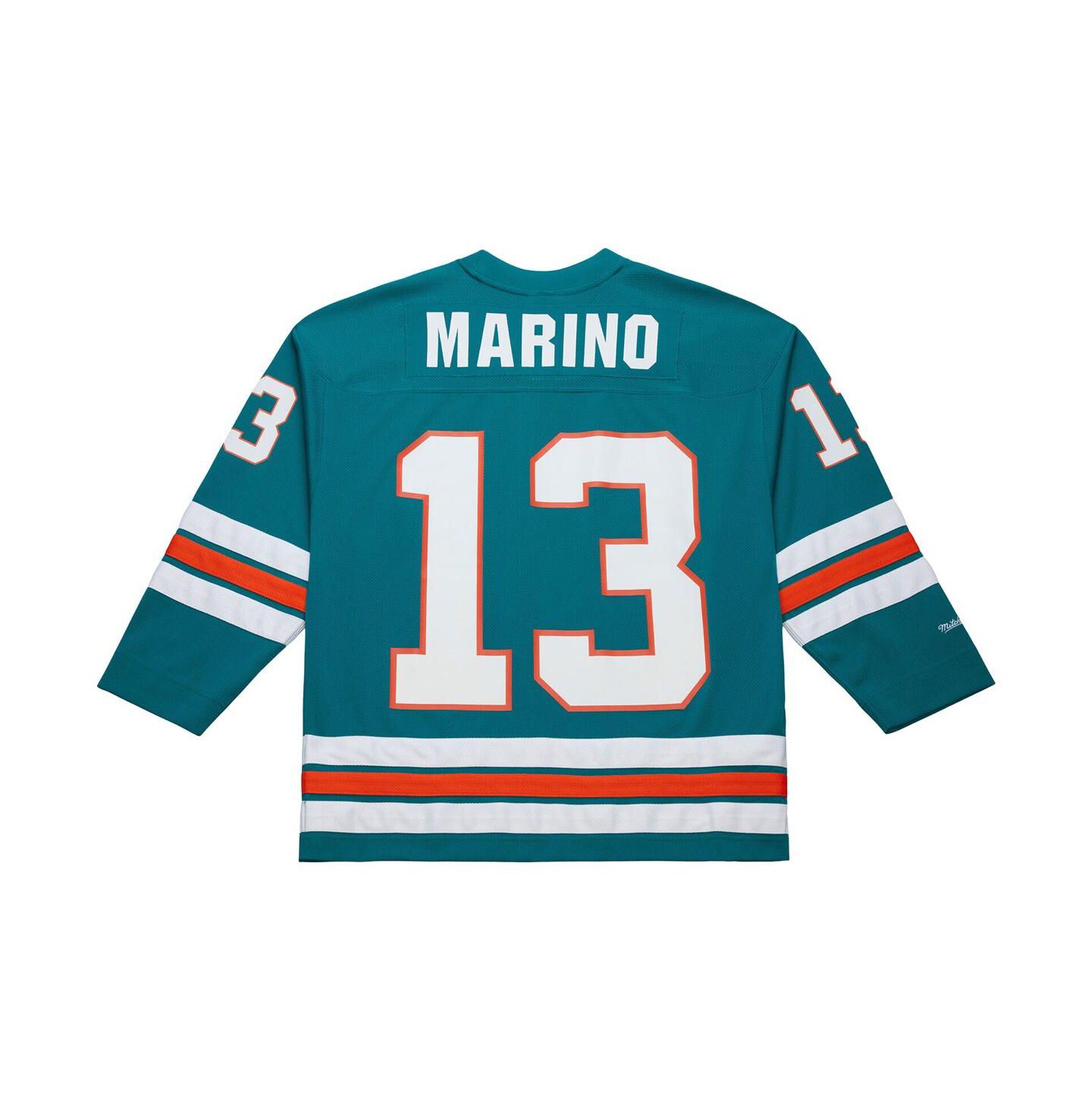 Мужской топ Mitchell & Ness Dan Marino Aqua Miami Dolphins Maxxed Out Fashion Hockey Jersey — фото 3