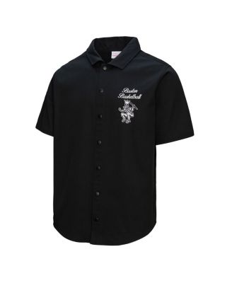 Men's Black Boston Celtics Hardwood Classics Camp Shirt